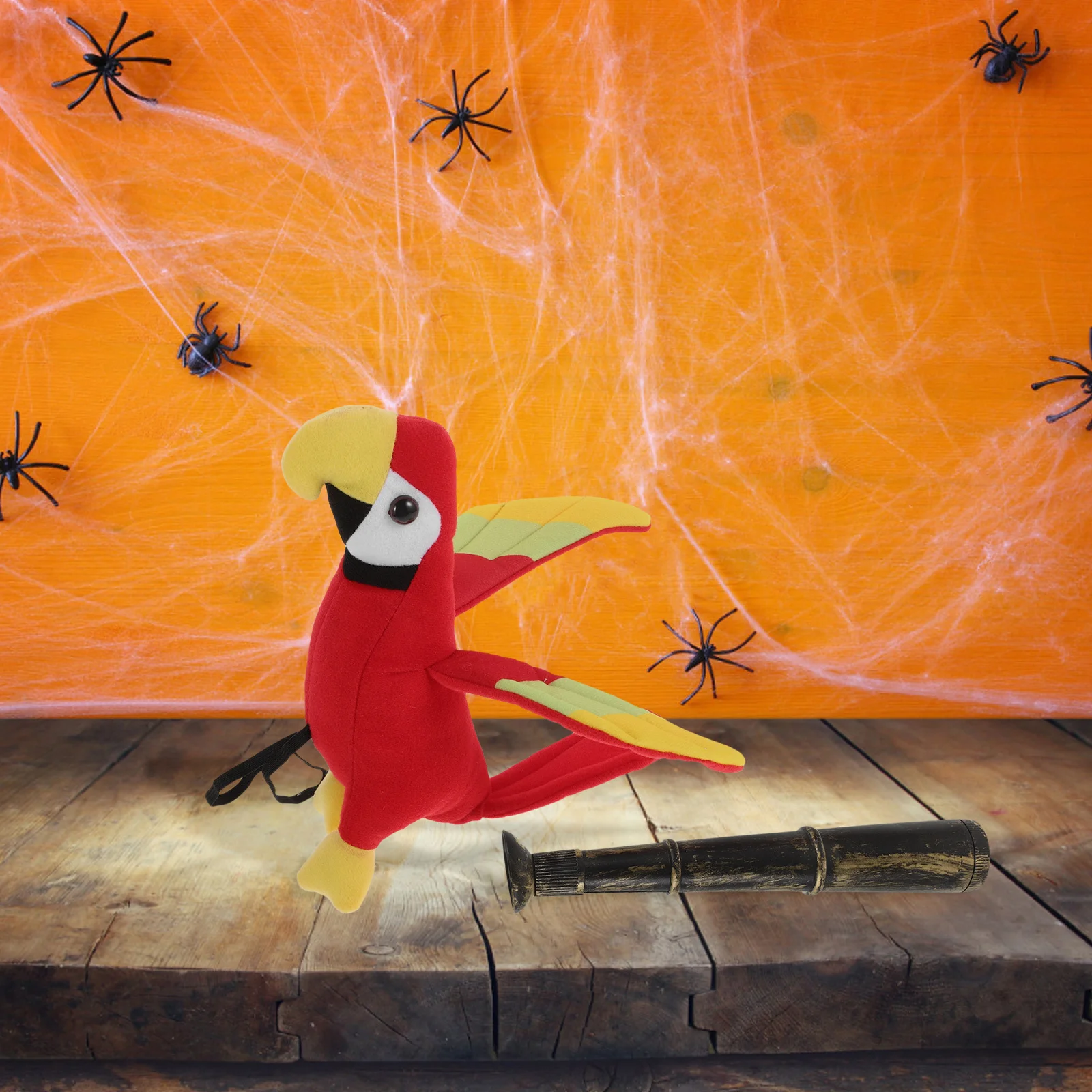 1 Zestaw Pluszowy Papuga na Ramię Pirat Dekoracja Kostium Dziecięcy Akcesorium Halloween Papuga Dekoracja z Mini Teleskopem Impreza Piracka
