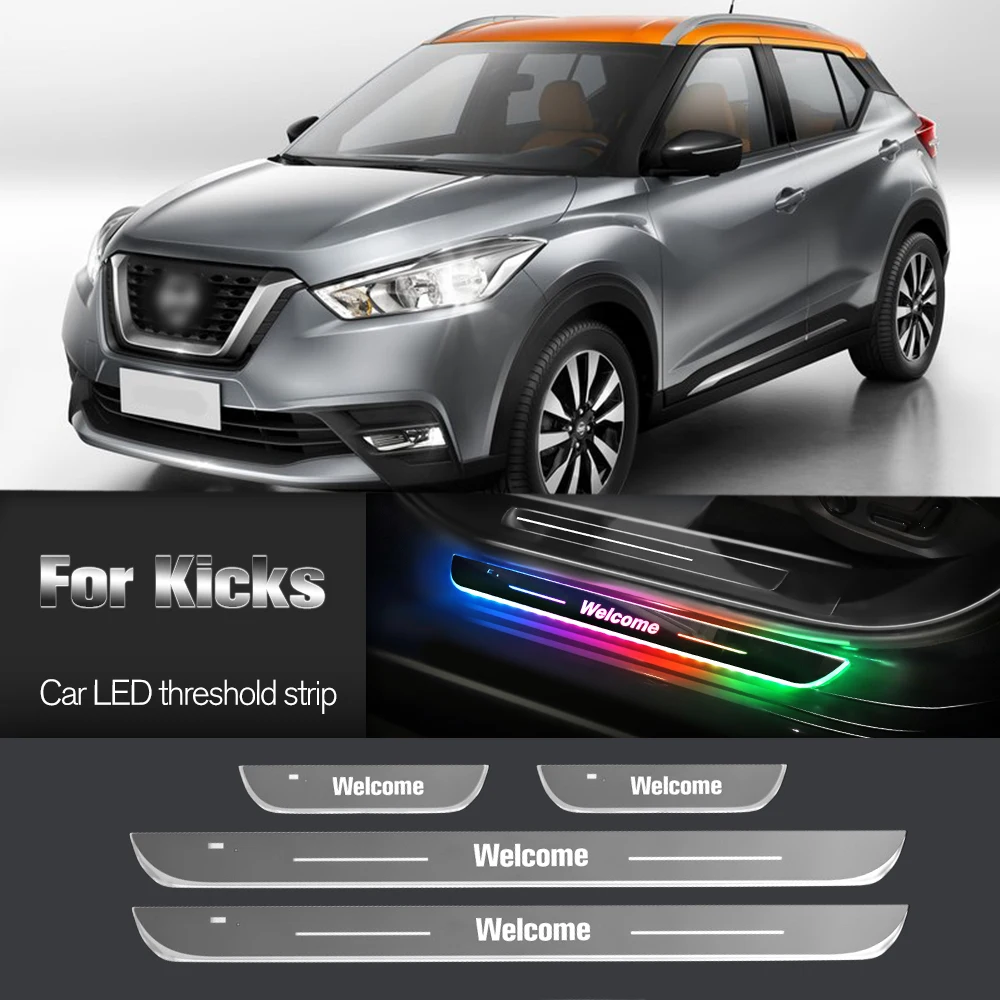 Lumière LED de seuil de porte de voiture pour Nissan Kicks, logo personnalisé, lampe de pédale de seuil de bienvenue, accessoires, 2017-2020, 2018, 2019