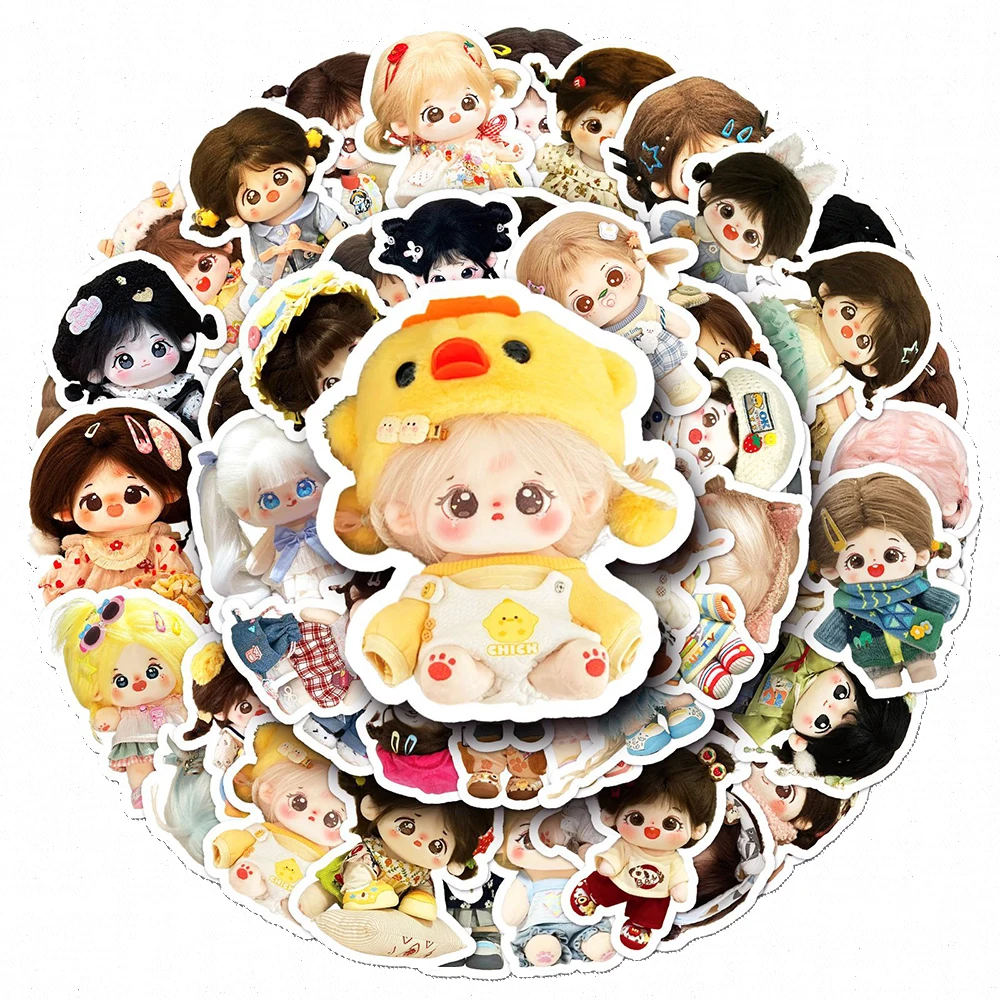 10/30/50pcs Kawaii Cotton Doll Girls Stickers Cute Cartoon Kids Sticker Toys Phone Case Luggage Scrapbook Graffiti Decals Decor