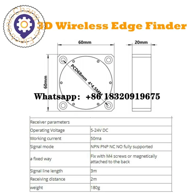CNC ไร้สายสัมผัส P Robe 3d ขอบ Finder ศูนย์เครื่องจักรกลซีเอ็นซีเครื่องกัดสามประสานงาน P Robe อยู่ตรงกลางเครื่องมือการตั้งค่า Mach3