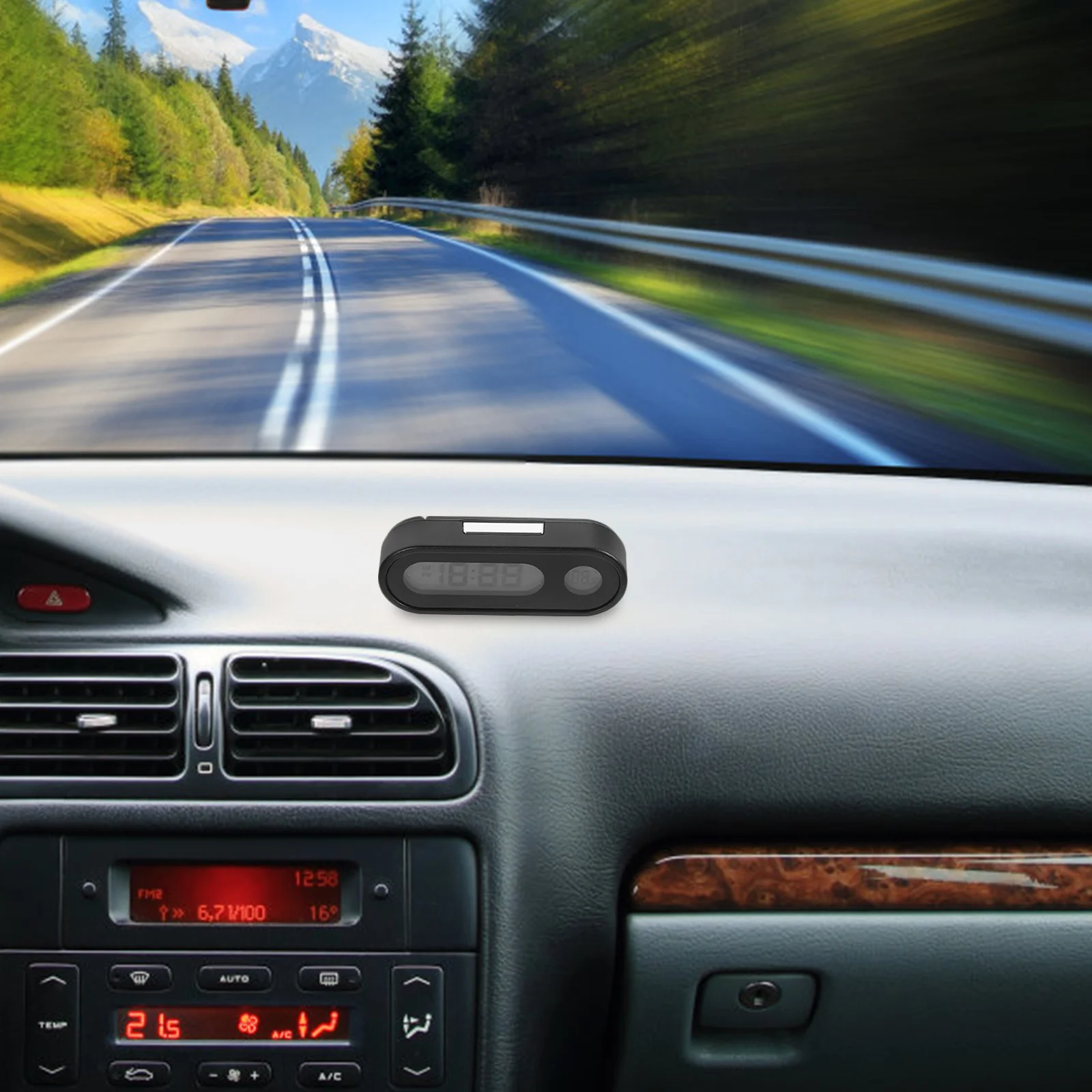 ساعة سيارة صغيرة صغيرة رقمية عرض درجة الحرارة الإلكترونية لوحة القيادة الخلفية السيارات المحمولة مركبة ساعة رقمية ل داش السيارة
