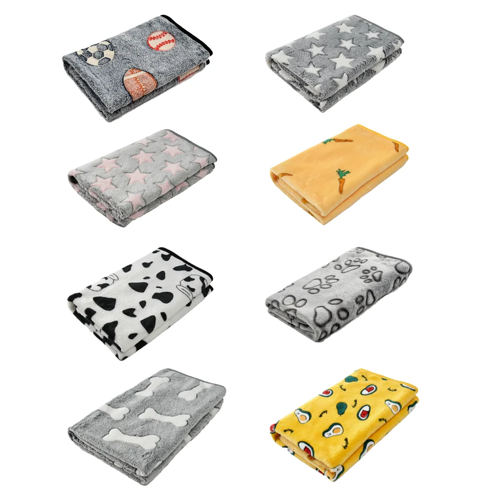 2PCS Winter Pet Blanket Cute Print Dogs Cat Household Pet Sleeping Sheet Cozy & Warm Pad For Small Medium Large Dog Pug Supplies view 2