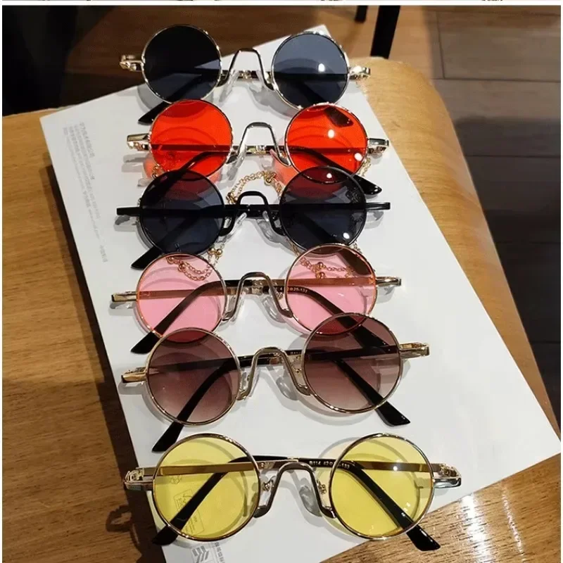 Round Frame Sunglasses Children\'s Small Round glasses Trendy Punk Colorful Circle Shades Eyewear очки очки солнечные женские