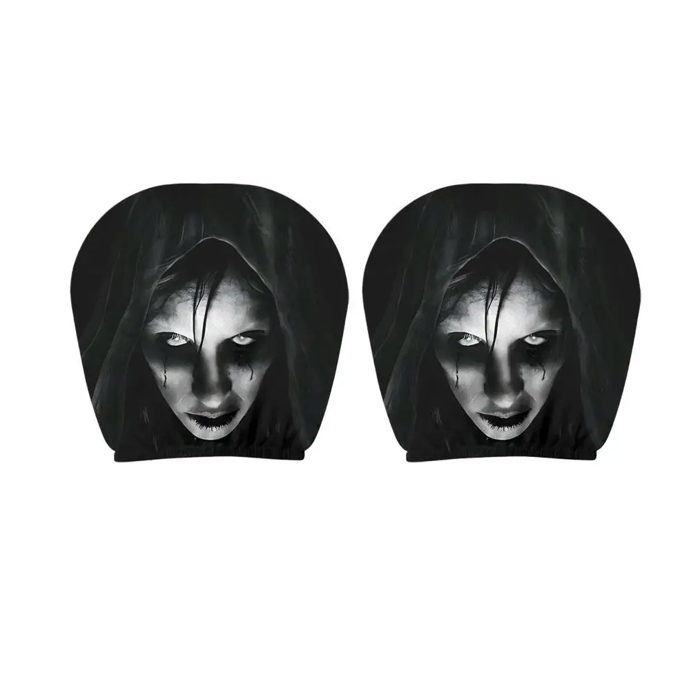 Universelle Horror-Gesichts-Schonbezüge für Autokopfstützen, Gruseliger Schwarzer Totenkopf-Design, Lustig und Verspielt, Sitzschutz für alle Gelegenheiten, Auto-Zubehör – Detail 2