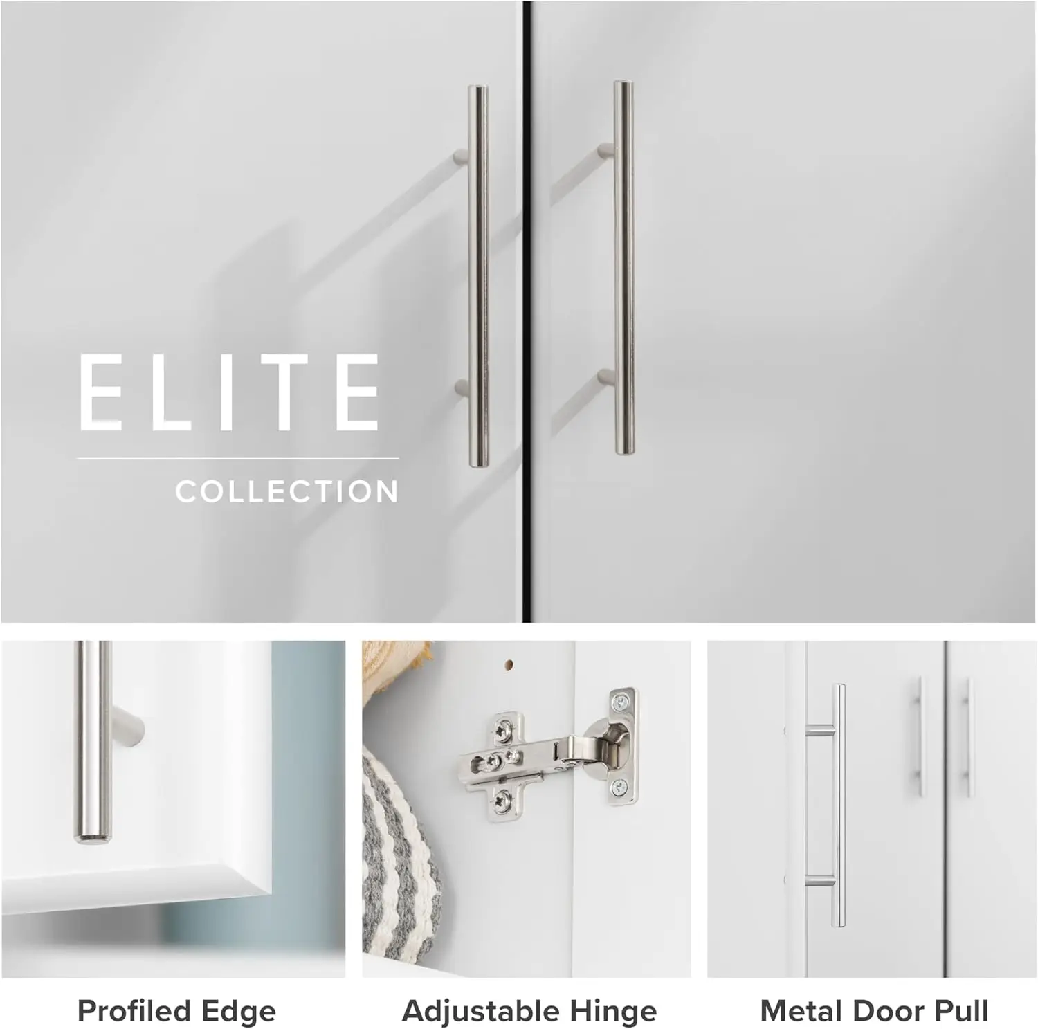 65-Inch Tall White Narrow Storage Cabinet with Doors and Shelves, Easy Assembly