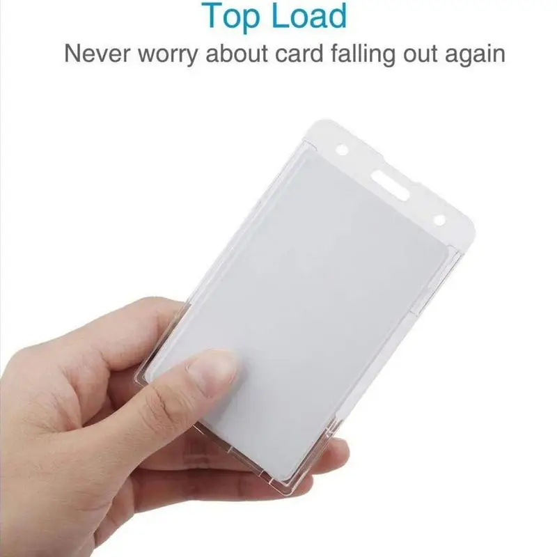 Double Badge Holder Vertical 2 Card Badge Holder With Thumb Slots Hard Transparent Case Protector With Retractable Badge