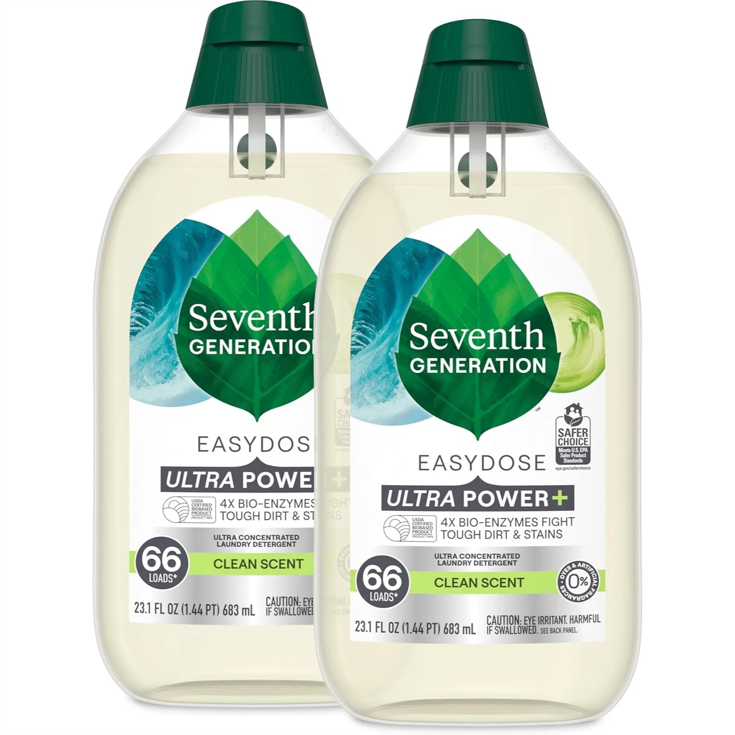 

Ultra Concentrated Laundry Detergent, 66 Loads, 23.1 oz, Clean Scent, 2 Pack