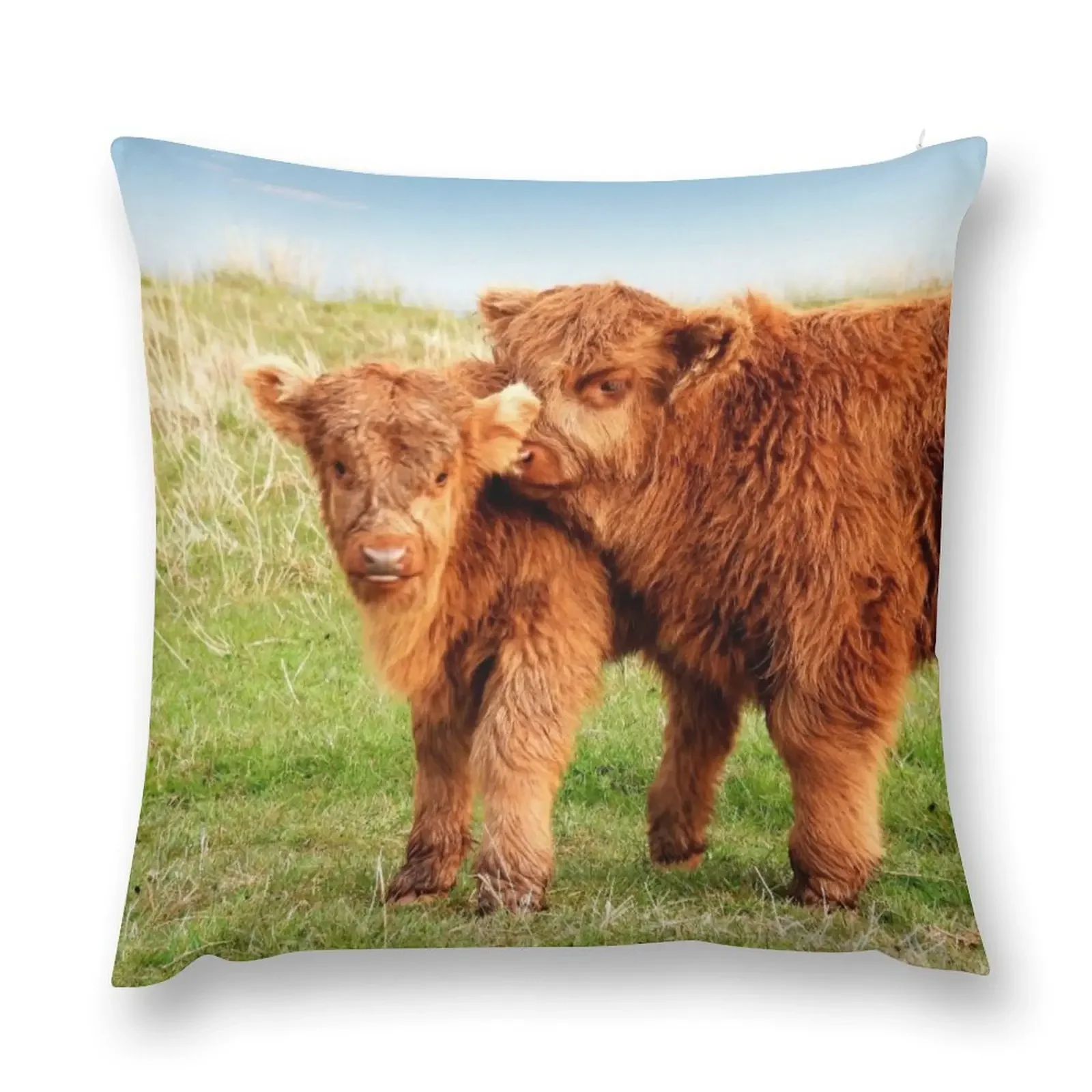 

Highland Cow Cuddling Calf Throw Pillow autumn pillowcase Sofa Pillow Cover pillow