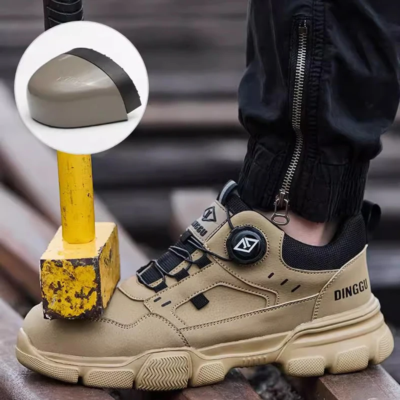 

Rotating Button Work Boots Steel Toe Shoes for men Industrial Shoes Anti-Smash Anti-Puncture Construction Site Safety Shoes