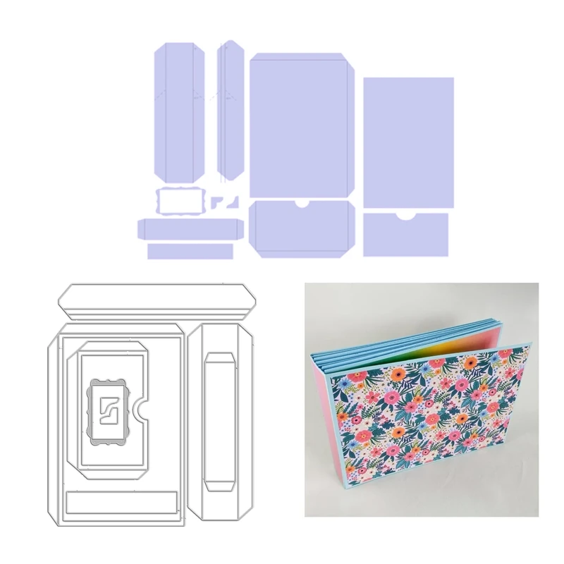 

2022 3D Metal Cutting Dies Book Folded Cover Gift Box Scrapbooking Accessories Die Cut Embossing Frame Card Craft Die Set