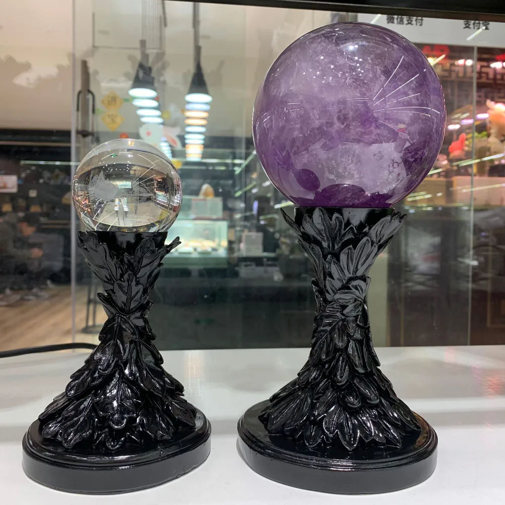 Feather column resin lotus base crystal ball base egg-shaped base office crafts shelf