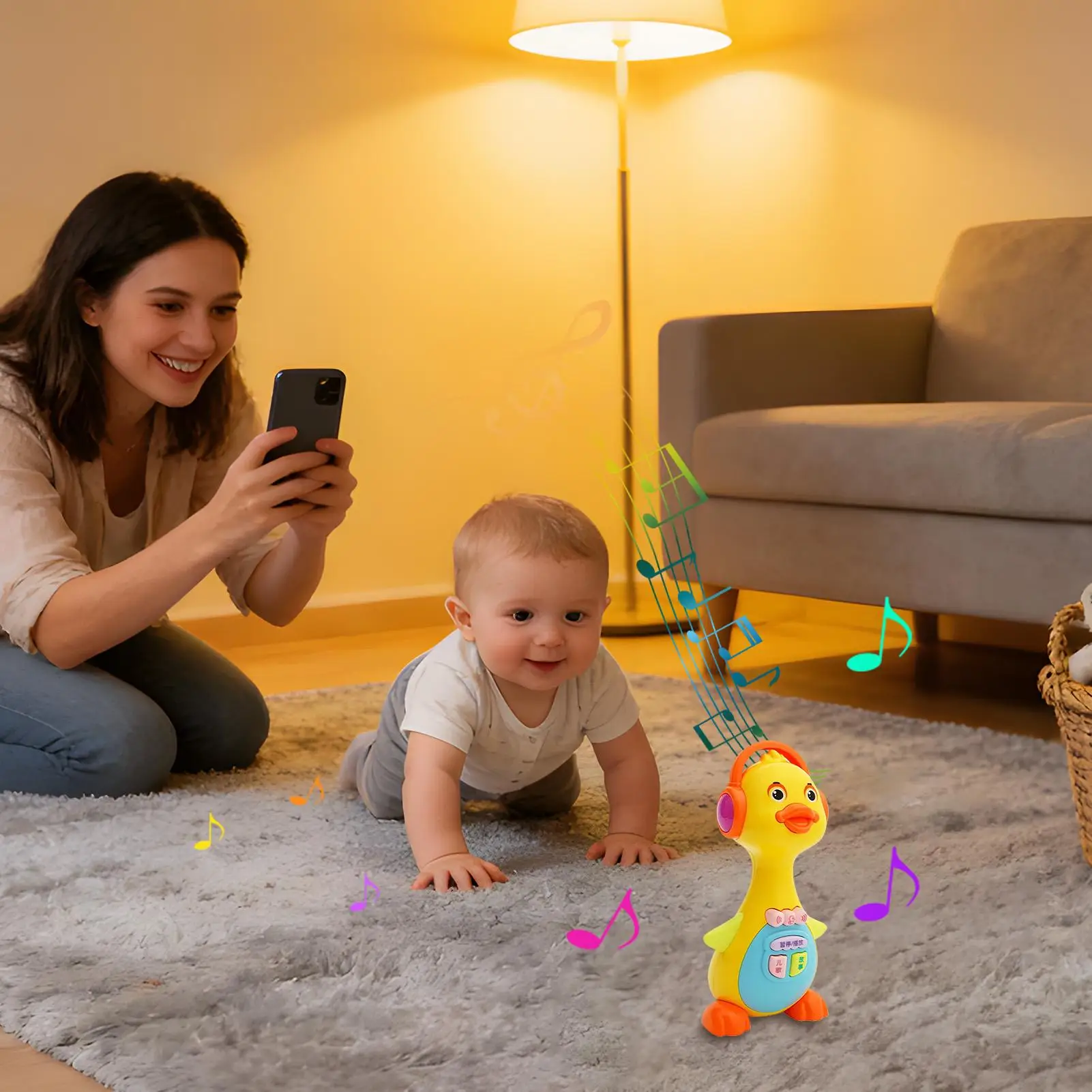 Canard dansant électrique avec musique et lumières, jouet musical interactif pour bébé de 1 à + ans, garçons et filles