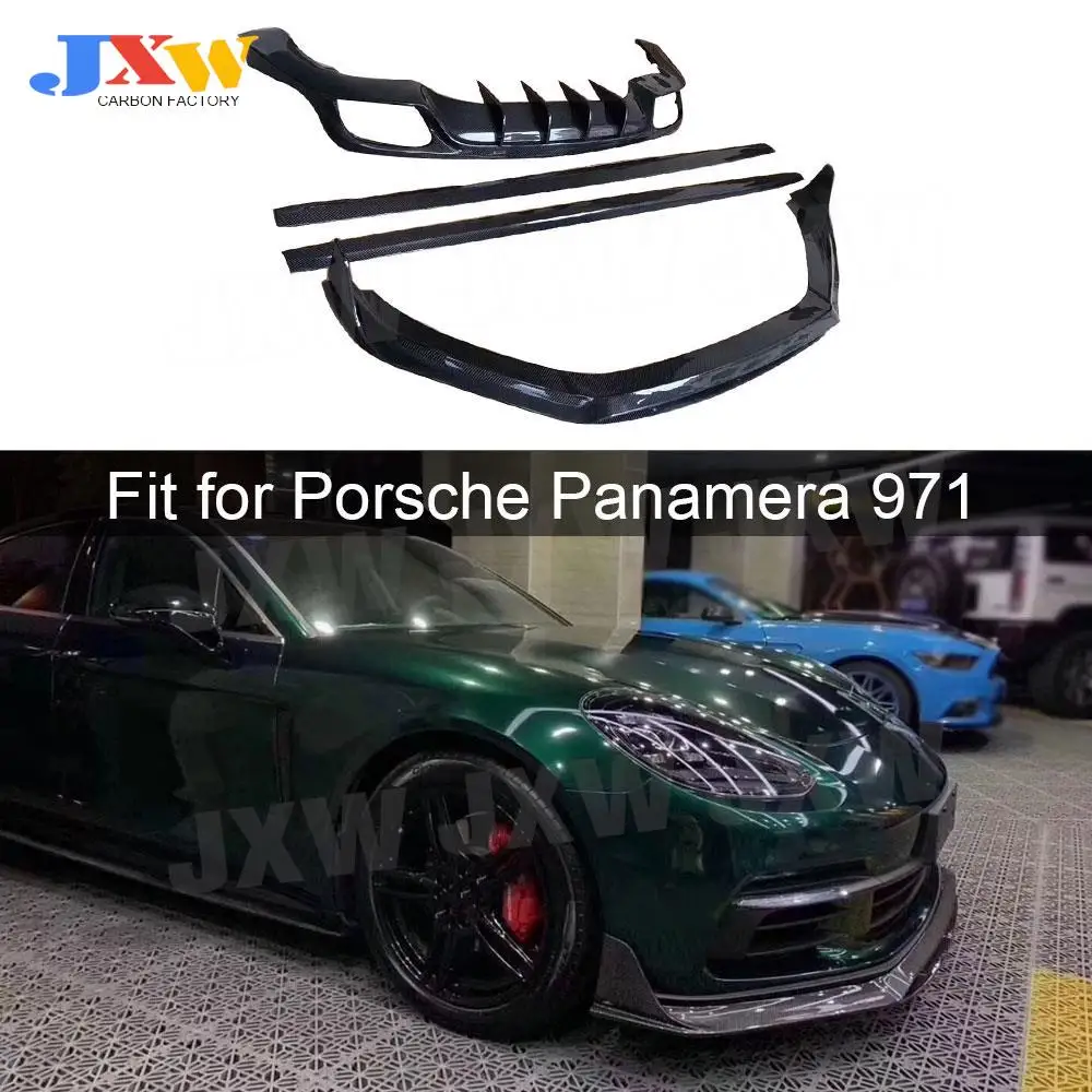 

Carbon Fiber Front Bumper Lip Spoiler Side Skirts Aprons Rear Lip Diffuser For Porsche Panamera 971 2017 -2019 Body kit