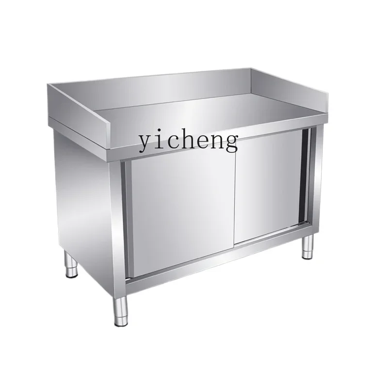 XL thickened 304 stainless steel integral welding three edges sliding door workbench