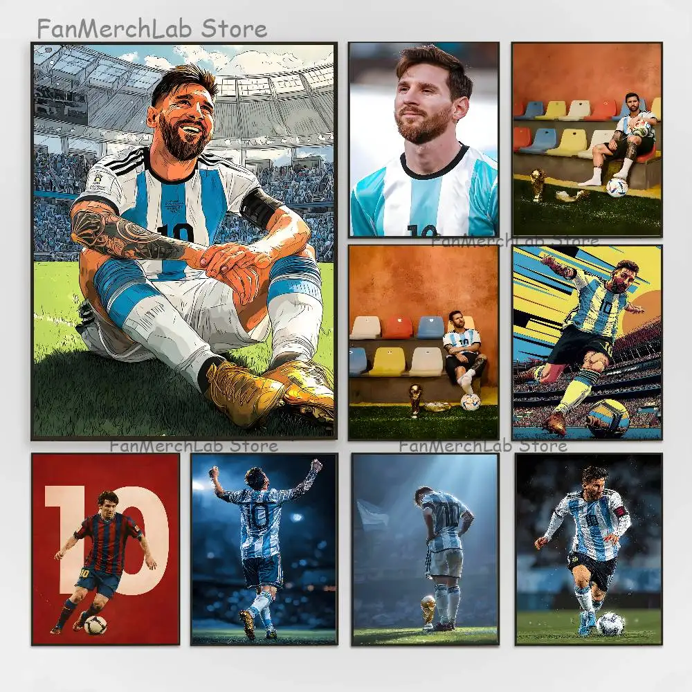 

L-LionelS Football M-MessiS Poster High Quality Dorm Living Room Aesthetic Wall Decoration Painting Stickers Gift