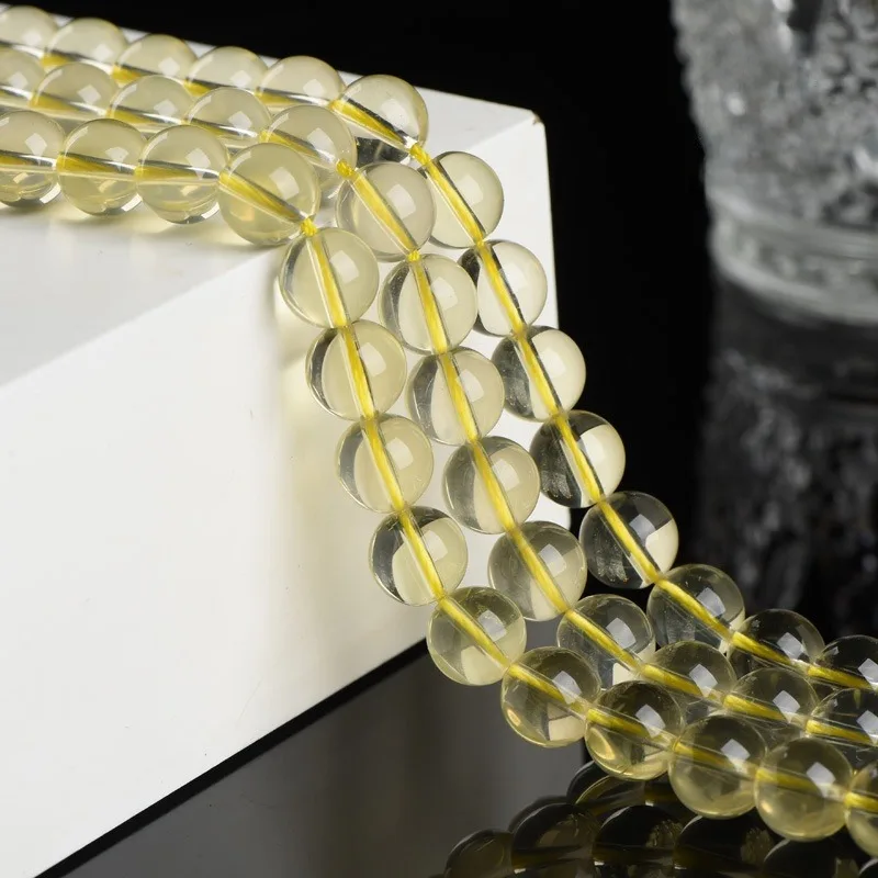 High Quality Natural Citrine Loose Beads,4 6 8 10 12mm Lemon Yellow Crystal Bead For Jewelry Making Diy Bracelet Accessories