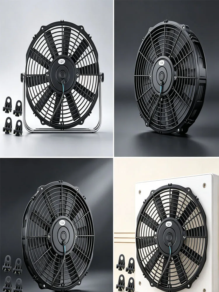 12V 24V Electric Radiator Cooling Fan Plastic Metal Structure For Truck Bus Excavator