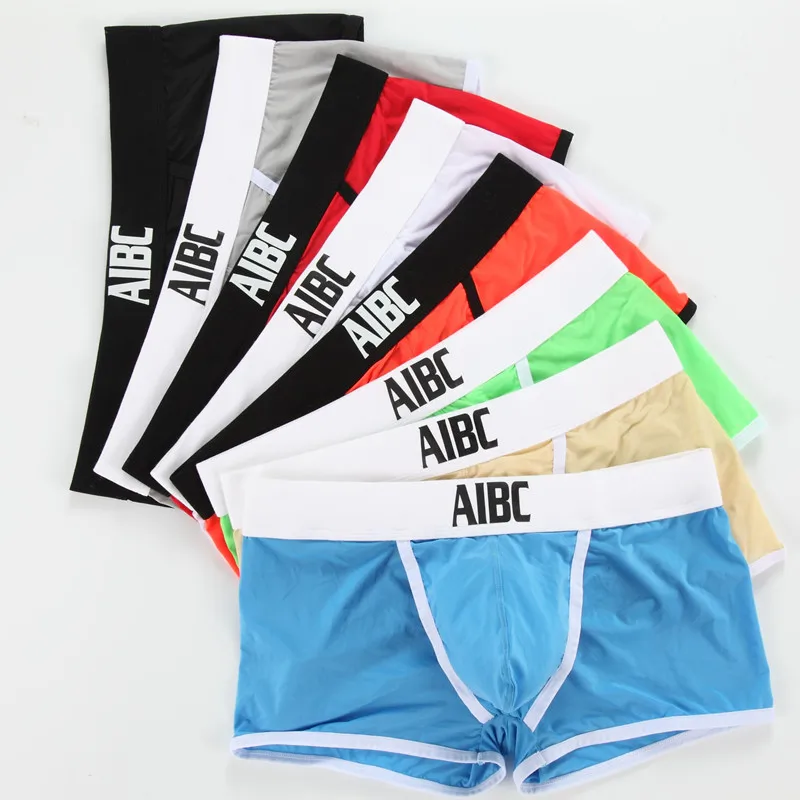 Men Boxers Thin Elasticity Sexy Underwear Gay Penis Pouch Underpants Sleep Bottoms Mid Waist Breathable Male Panties Shorts