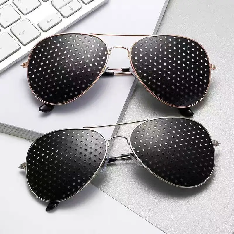 Sexy Small Hole Pilot Glasses Men Fashion Micropore Pinhole Lens vision correction Glasses Female Shades Eyewear Gafas de sol