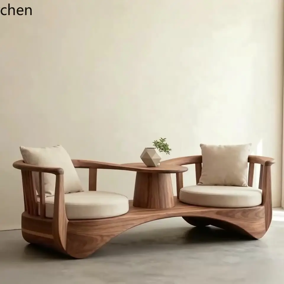 CZ Black Walnut Wood Luohan Bed Solid Wood Double Connected Chair New Chinese Style Simple Fabric Imperial Concubine Bed