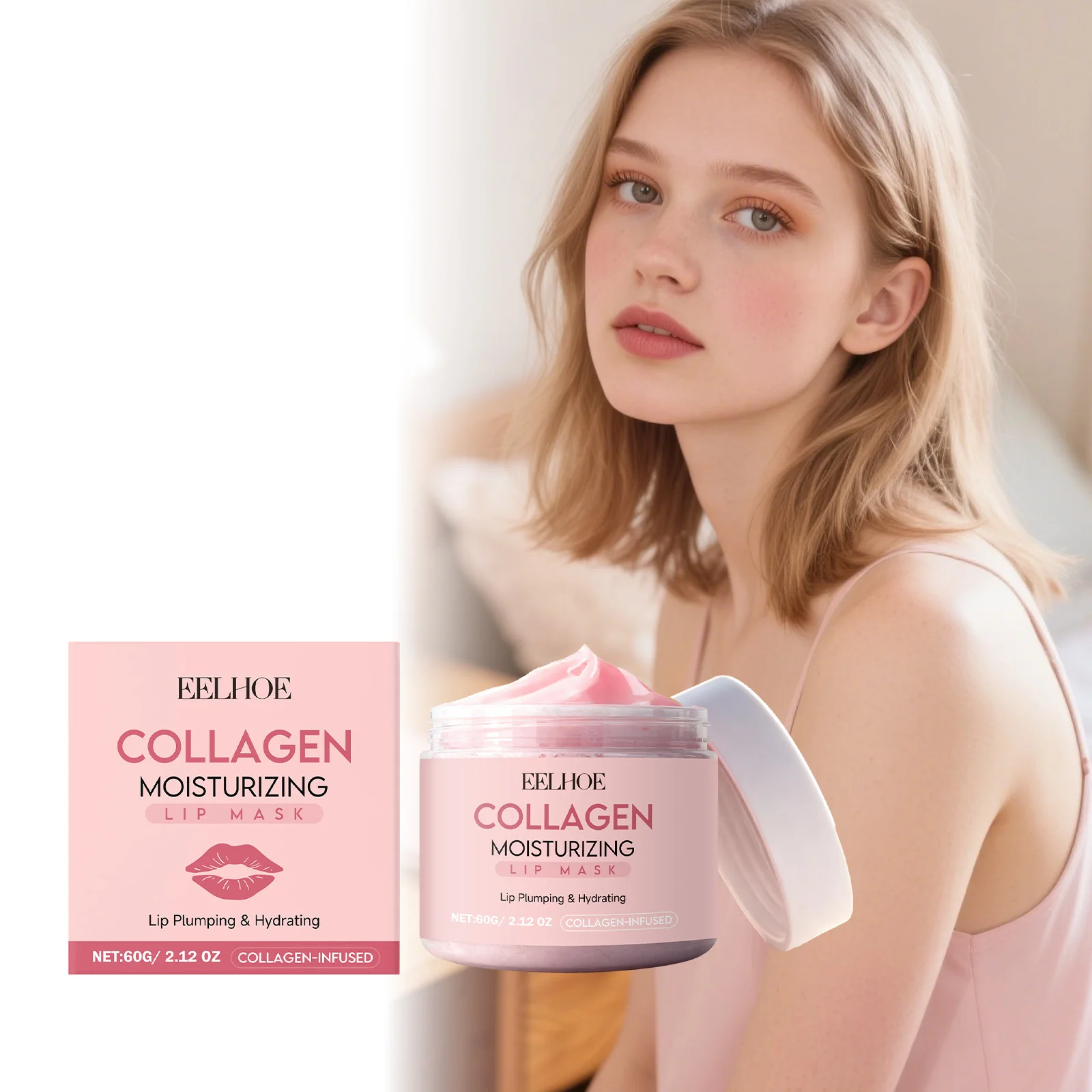 قناع الشفاه الكولاجين بين عشية وضحاها العناية بالشفاه الترطيب العميق علاج الشفاه للشفاه الداكنة السلس حمض الهيالورونيك ترطيب قناع الشفاه 60 جرام #1