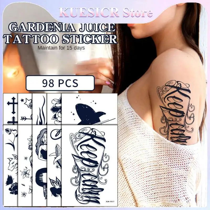 

Наклейки-татуировки с соком, водостойкие, устойчивые к поту, стойкие, бесцветные, имитация темного нейтрального боди-арта, стираемые, разные стили