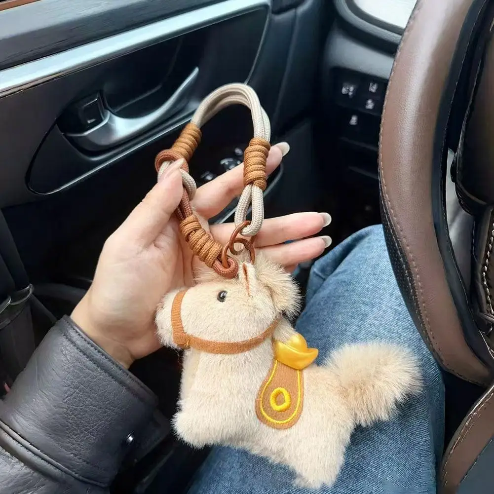 2026 Chinese New Year Horse Keychain Lucky Zodiac Mascot Car Ornament Hanging Pendant Bag Charm Women Men Spring Festival Gift