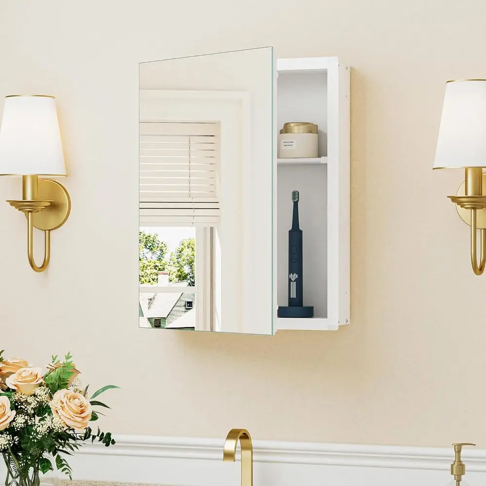 14x18 Inch Wall-Mount Medicine Cabinet with Mirror, Tempered Glass, Adjustable Shelf