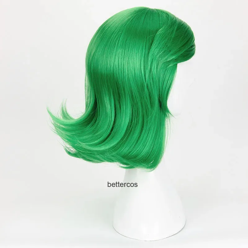 فيلم Inside Out Disgust تأثيري الباروكات الأخضر قصير مجعد مقاومة للحرارة الشعر الاصطناعية + غطاء شعر مستعار DGF. ;67H'H.G