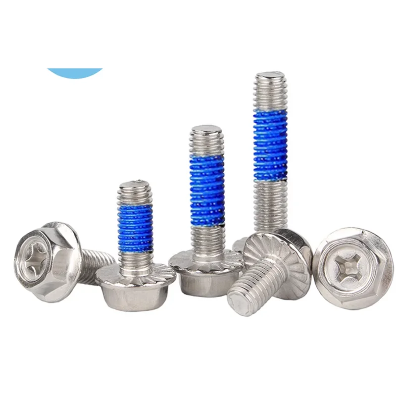 M3M4M5M6M8 stainless steel 304 phillips flange washer screw anti-loose paint treatment spot blue glue screw1183