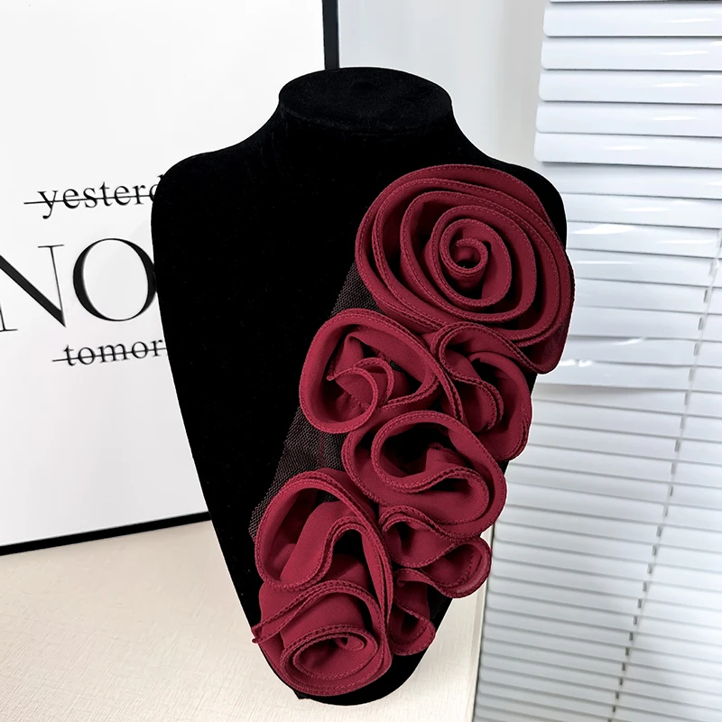 1 Pcs Black And White Pleated Lace Lace Mesh Flower Patch Handmade DIY Clothing Corsage Sewing Applique Accessories