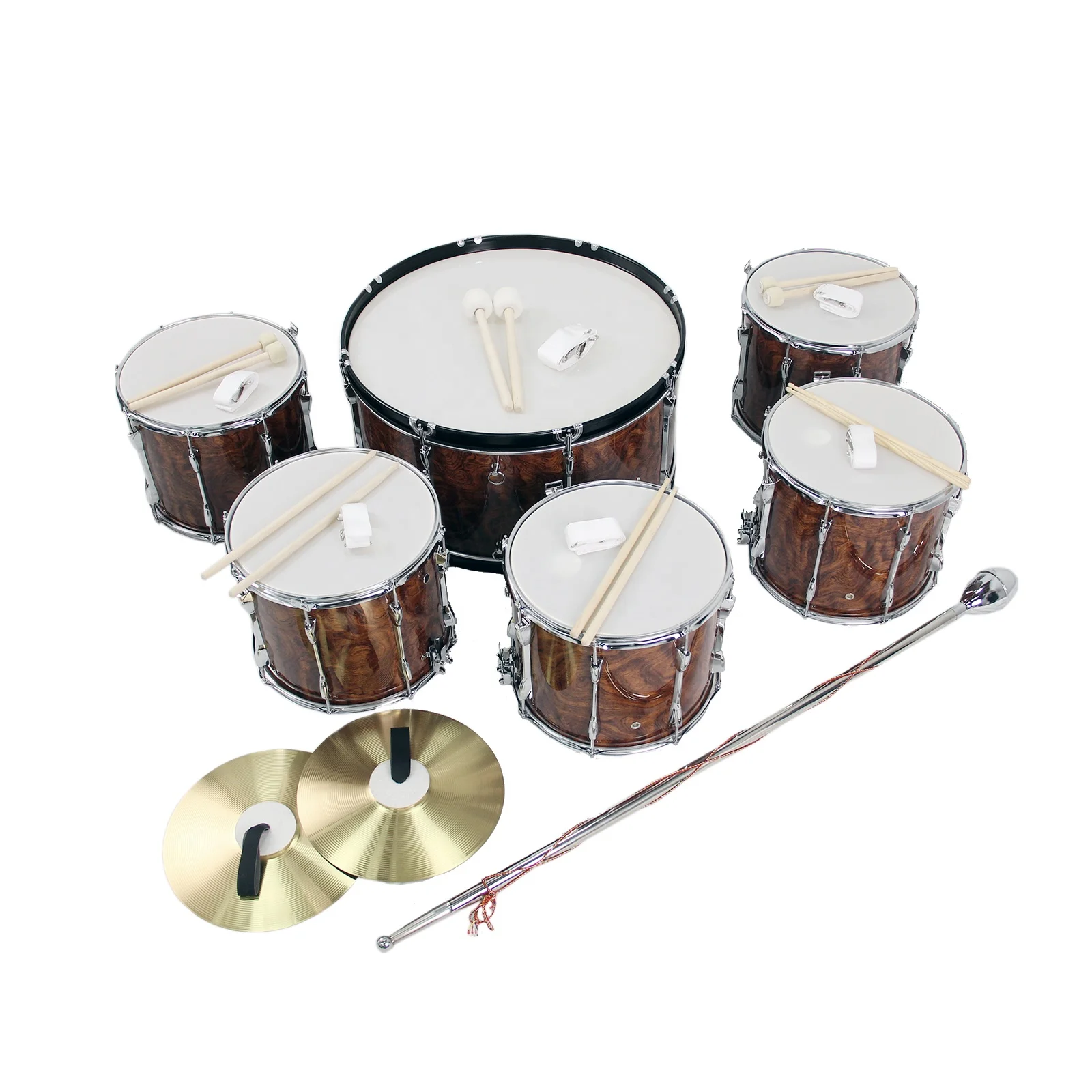 High Quality Hot Sale Brown Oem Color Marching Tenor Drum Marching Drum Set School Sports Day, Marching Drum Band