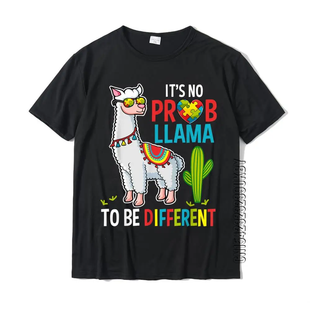 It's No Prob-Llama To Be Different Autism Llama T-Shirt Special Youth T Shirt Unique Tops Tees Cotton Print