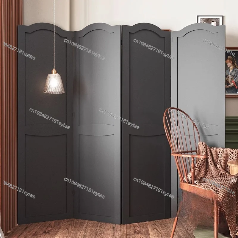 Black Modern Simple Folding Room Divider Screen Partition Wall for Living Room Restaurant Clothing Store Decor