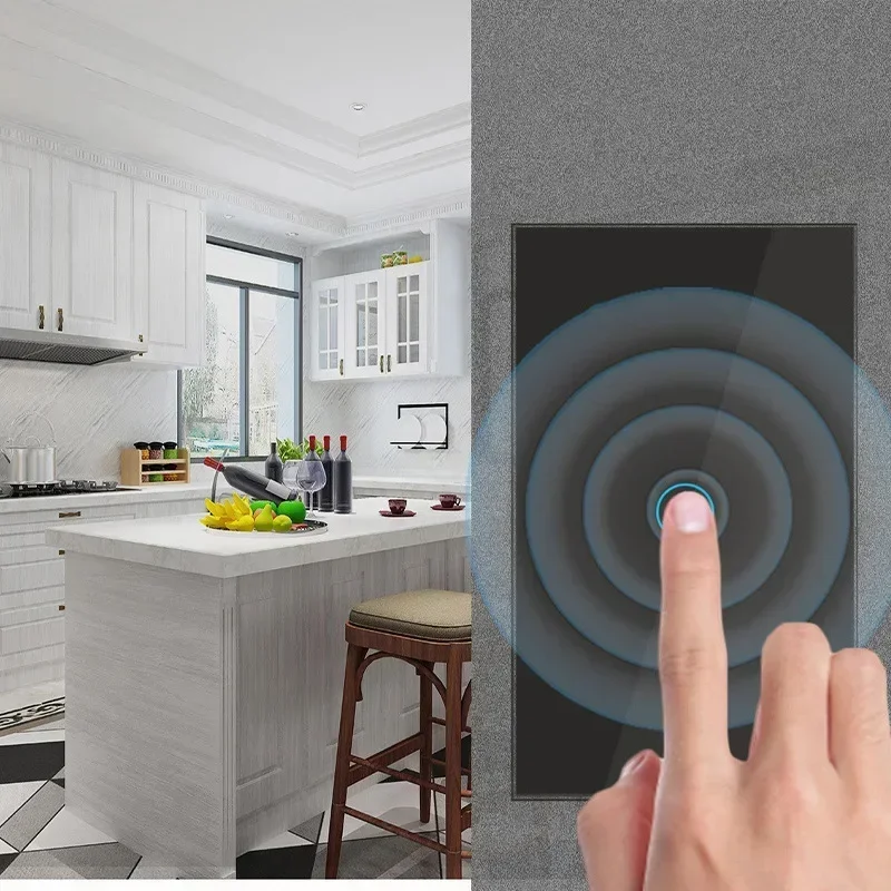 Melery-Zigbee Interruptor de Luz Inteligente com ou sem Fio Neutro, Parede Sensor De Toque, Painel De Vidro, Voz Remoto, Tuya, Alexa, Google Home