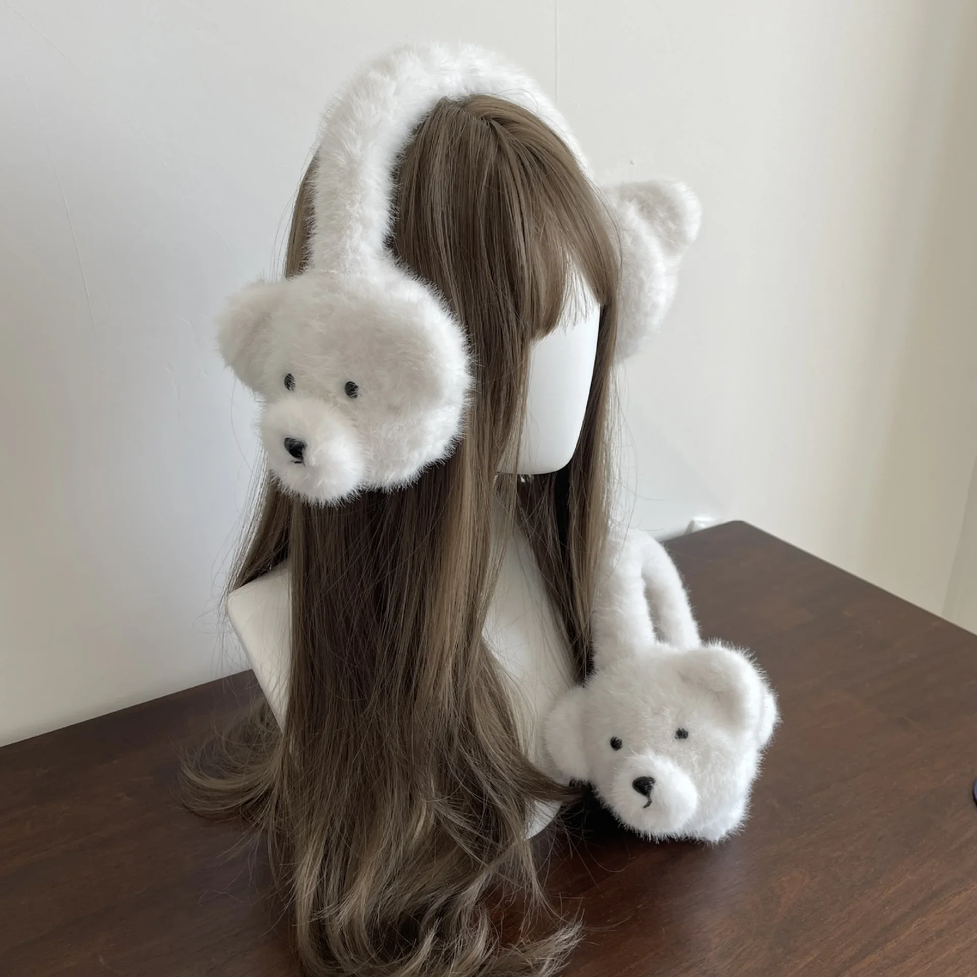 Urso Kawaii Plush Earmuffs para Mulheres, Orelhas Quentes, Tampões Y2K, Proteção Fria, Crianças Ear Cover, Acessórios de Ciclismo, JK, Inverno