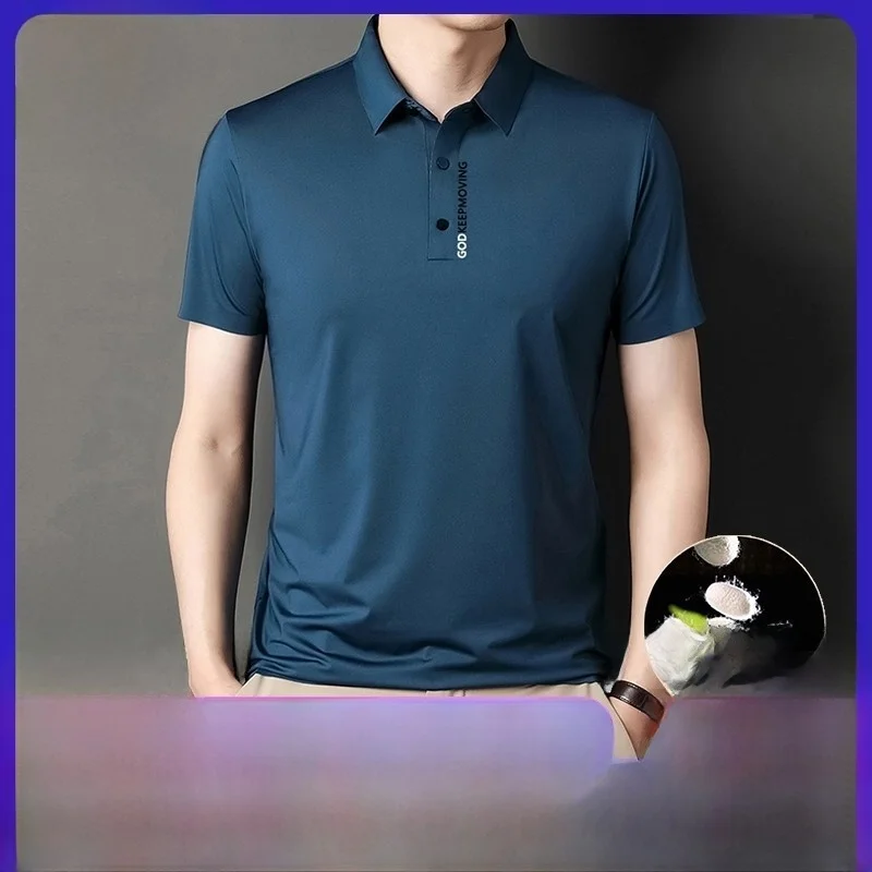 

Мужская шелковая футболка Pierre Cardin высокого качества, летняя, из ледяного шелка, для бизнеса и повседневного использования, немнущаяся