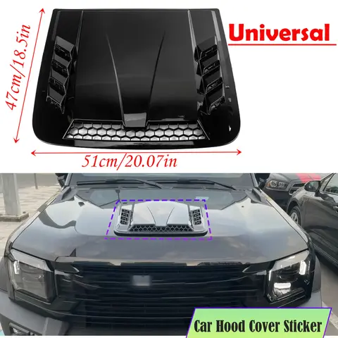 Glanzend zwarte auto kap decoratieve stickers universele voorste motor luchtstroom inlaat kap scoop vent motorkap cover accessoire