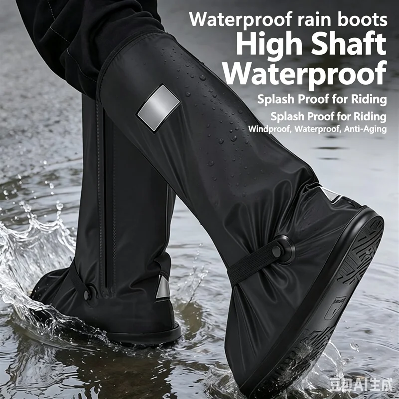 S-XXL High Tube Waterproof Anti-Slip Rain Boot Shoes Cover Cycling Hiking Reusable Rain Snow Overshoes Shoes Pant Protectors