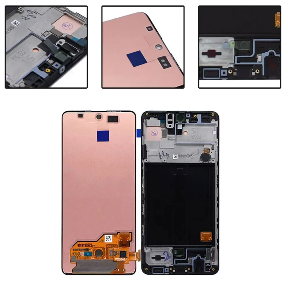 DS A515U Pour Galaxy A51 SM-A515F Assemblée A515 Écran Pratique Synthétique En Métal Noir Digitizer ± Cadre Tout Neuf