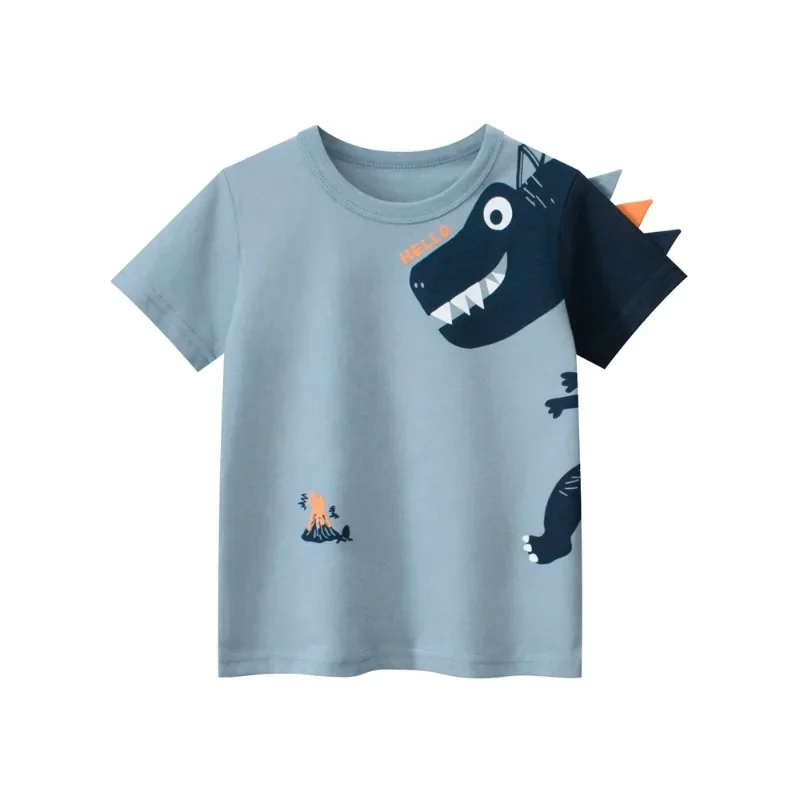 3D Cartoon Dinosaur T Shirt Boys 2024 Summer New Short Sleeves Tees Children's Clothing O-Neck Kids Tops 2-10 Years Dropshipping