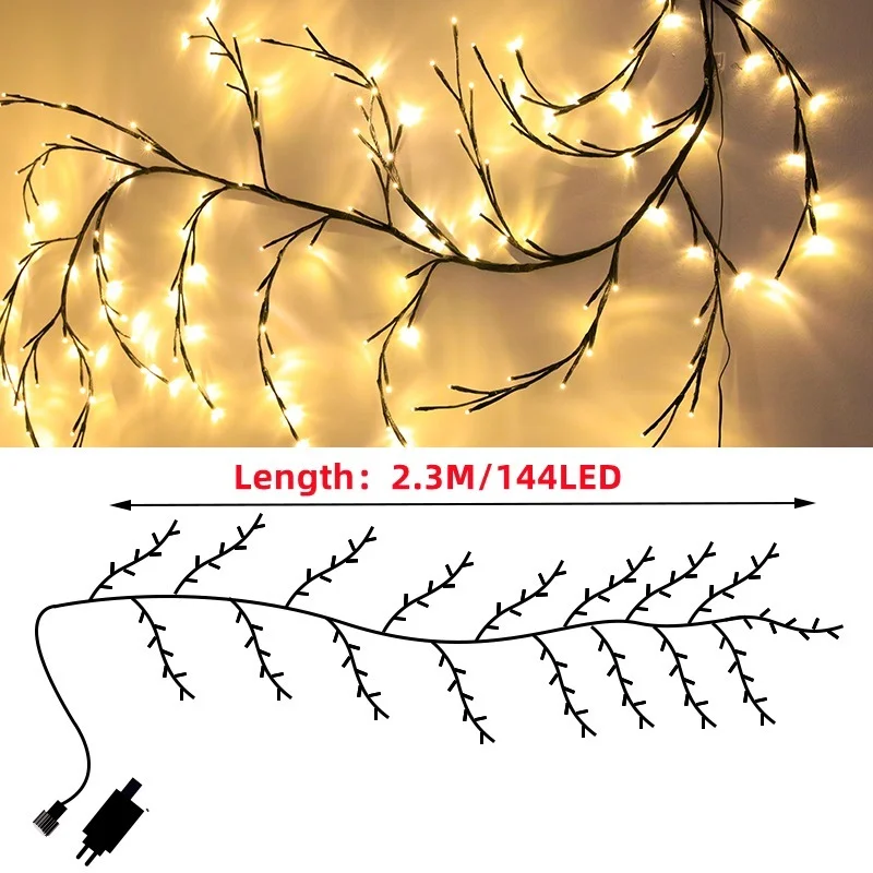 Decoração de natal iluminação rattan árvore led ramo luz sala estar quarto quente branco interior iluminação salgueiro rattan luz