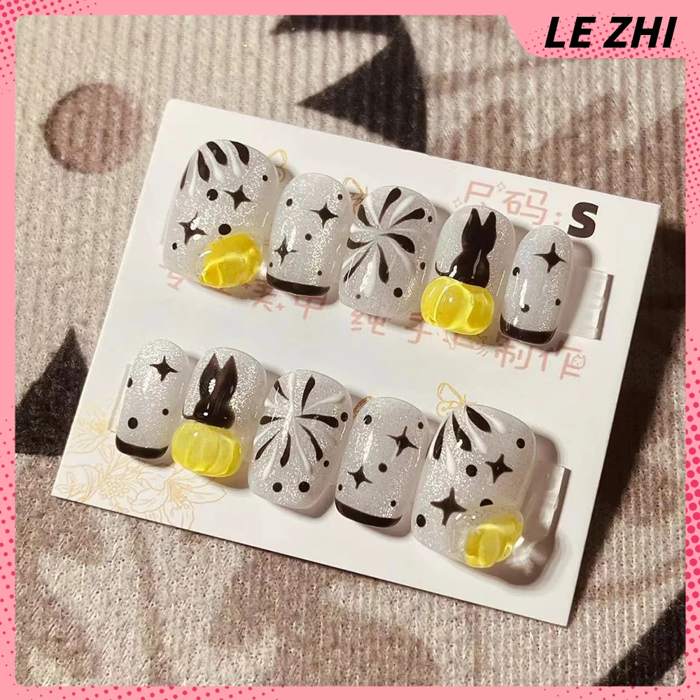 Cartoon S Size Style French False Nail Party Sticker Cat Eyes 3D Rhinestones Wearing Detachable Wearing Manicure Party Sticker