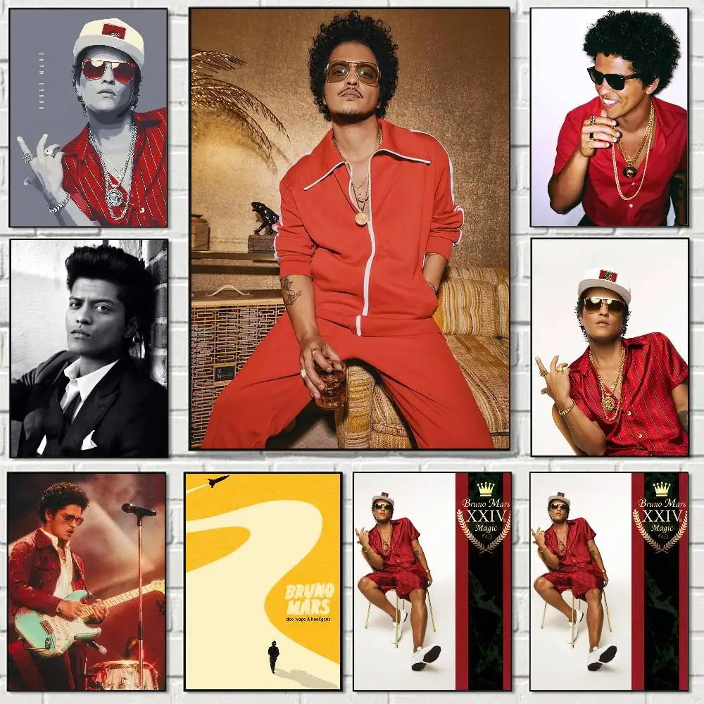 Póster de cantante Bruno Mars impreso A4, A3, A2, decoración artística de pared para habitación, regalo de oficina para fanáticos