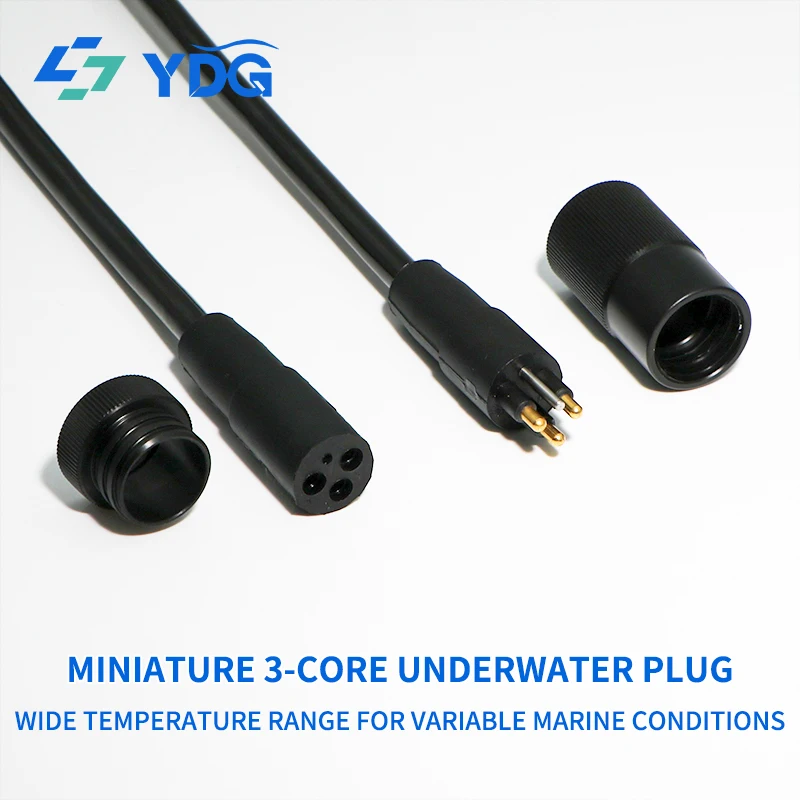 MCIL3F+MCIL  SubConn Compatible 3 Pin Micro Underwater Connector Male & Female 10A 300V IP69K 7000m Stainless Steel Gold Plated