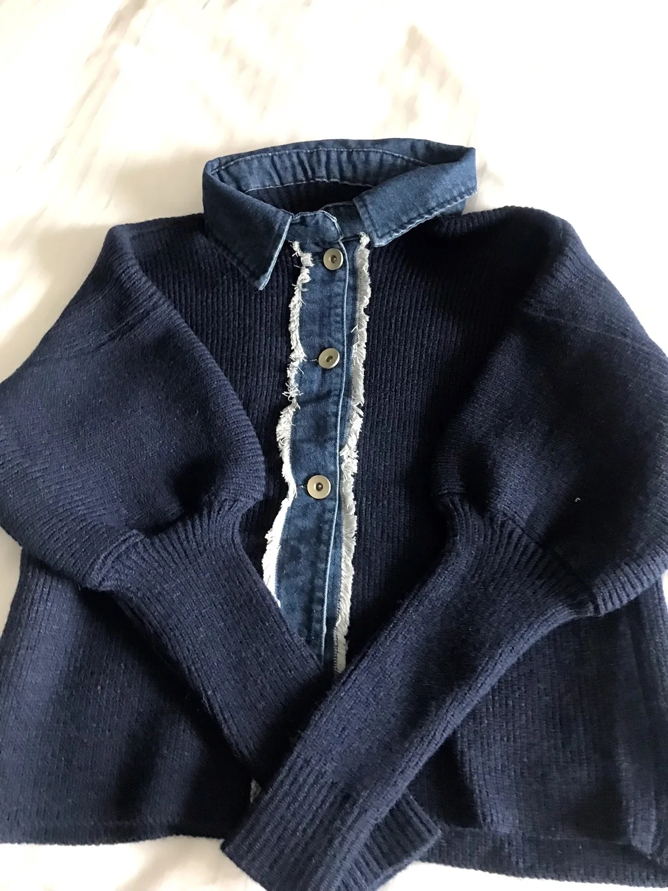 Women Casual Denim Spcling Knitted Jacket Fall Long Sleeve Single Breasted Warm Soft Sweater Cardigan High Quality Knitwear Coat