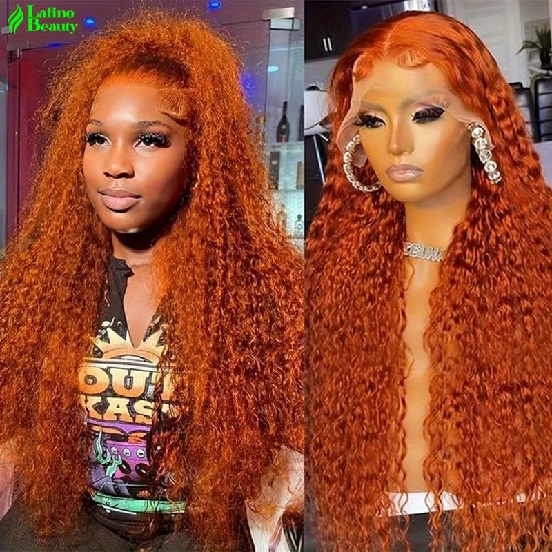 

350 Orange Ginger Lace Front Wig Curly Human Hair Wigs For Women Deep Wave Frontal Wig 13x4 13x6 HD Lace Front Human Hair Wig