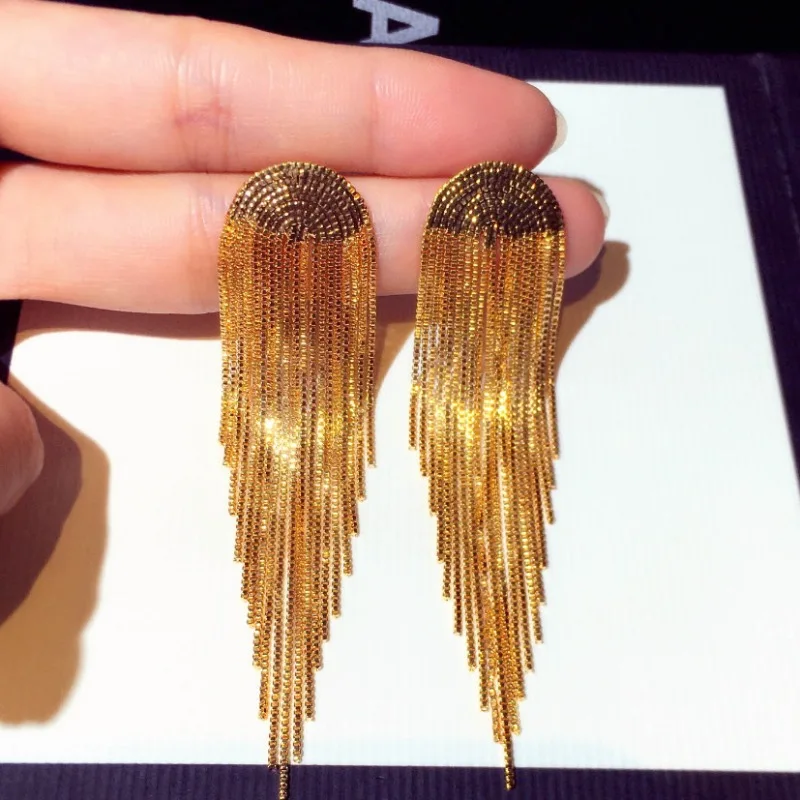 

European and American Fashion Long Tassel Earrings for Women 2024 New Party Pendant Earrings Jewelry Accessories