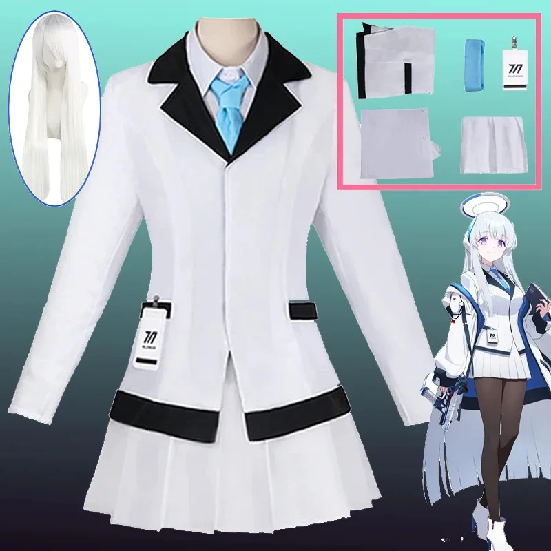 لعبة الأزرق الأرشيف Ushio Noa تأثيري حلي شيو نو الأبيض الزي الرسمي دعوى هالوين كرنفال ملابس الباروكات للمرأة فتاة