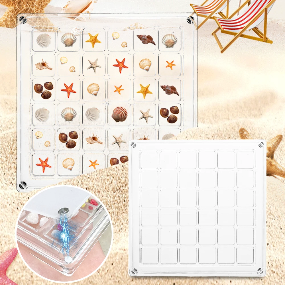 Clear Acrylic Magnetic Seashell Display Box Seashell Storage Box Nail Display Cases Container Organizers Container Stackable